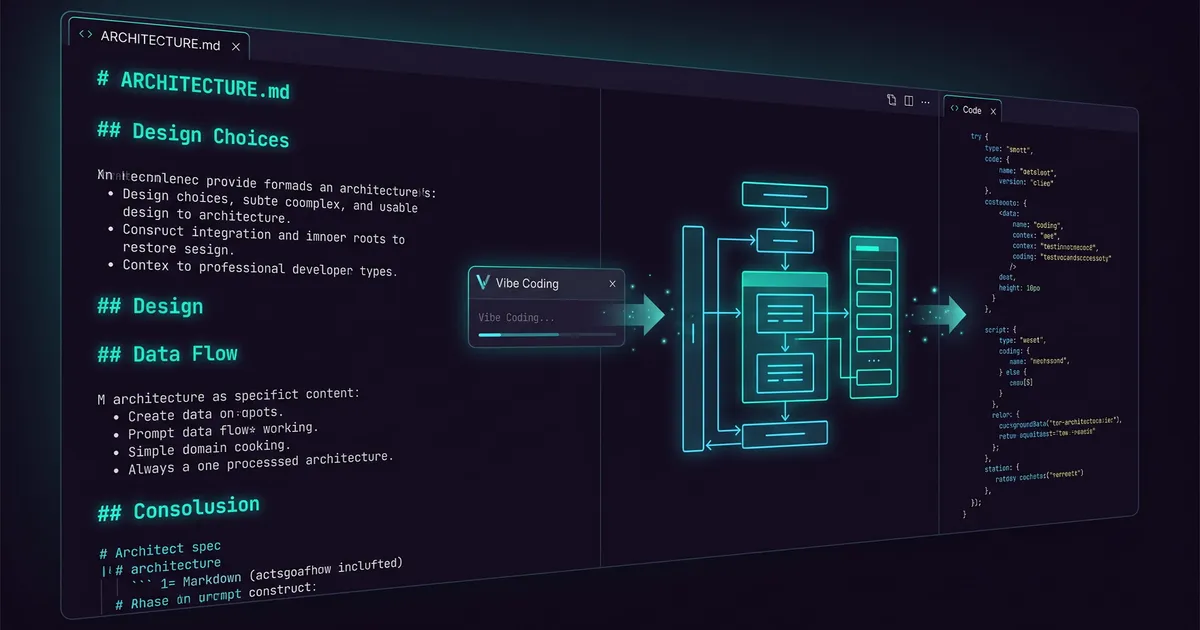 A clean text editor showing a Markdown specification alongside generated code